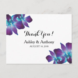 Carte Postale Merci Mariage de l'orchidée bleue Dendrobium