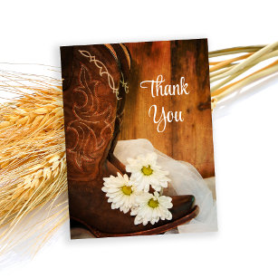 Carte Postale Merci Mariage des marguerites blanches et des bott