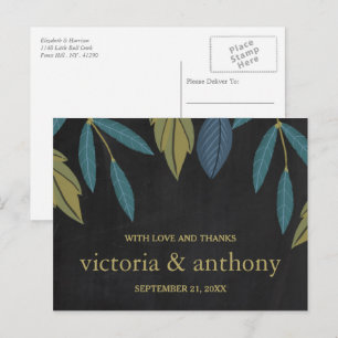 Carte Postale Merci Mariage feuille tableau noir