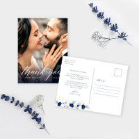 Merci Mariage Floral bleu moderne