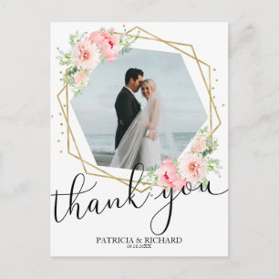 Carte Postale Merci mariage flou floral flacon huile géométrique