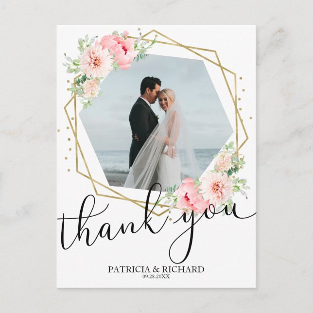 Carte Postale Merci mariage flou floral flacon huile géométrique (Devant)