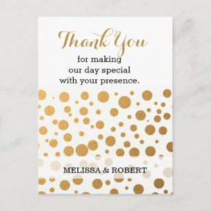 Carte Postale Merci Mariage Gold Confetti élégant