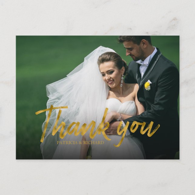 Carte Postale Merci Mariage Gold Foil élégant (Devant)
