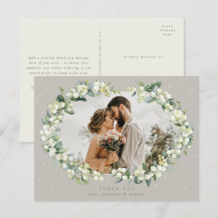 Carte Postale Merci Mariage Greige Snowberry+Eucalyptus