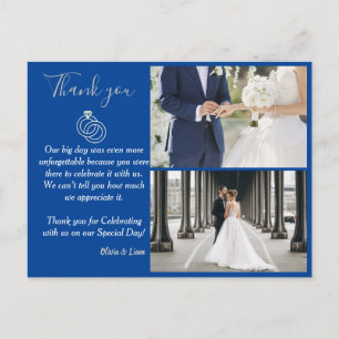 Carte Postale Merci Mariage Mariage Bleu et Argent