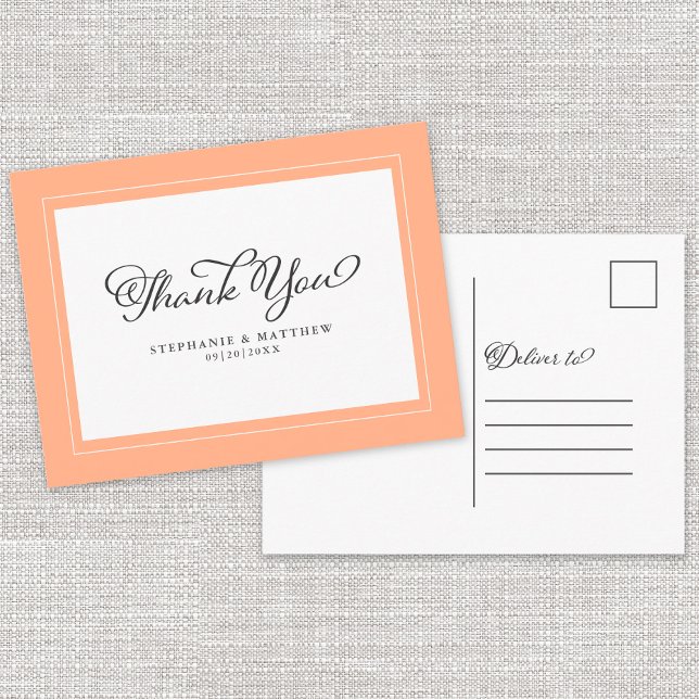 Carte Postale Merci Mariage Moderne Calligraphie Chic Peach (Créateur téléchargé)