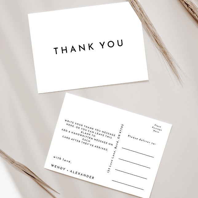Carte postale Merci Mariage moderne en gras blanc (Créateur téléchargé)