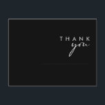 Carte Postale Merci Mariage moderne noir et blanc<br><div class="desc">Ce mariage de script moderne en noir et blanc merci carte postale est parfait pour votre mariage boho classe. Son design abstrait simple et unique, accompagné d'un script minimaliste contemporain et d'une palette de couleurs noir et blanc, donne à ce produit une sensation de luxe formel élégant tout en restant...</div>