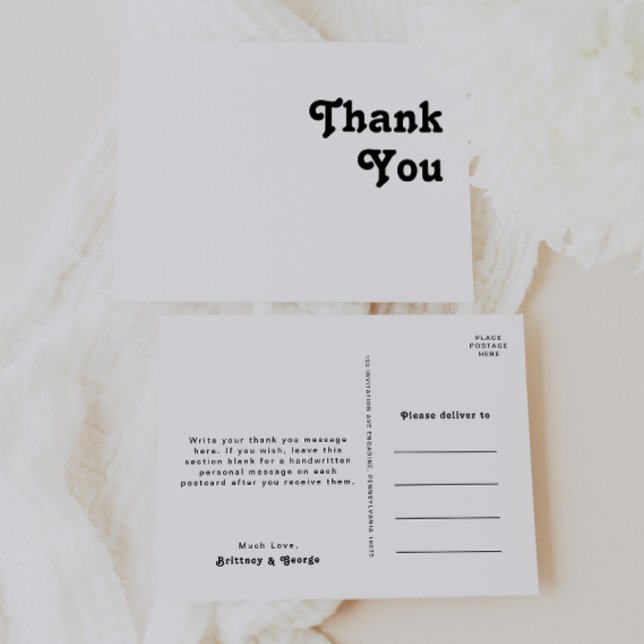 Carte Postale Merci Mariage moderne rétro (Créateur téléchargé)