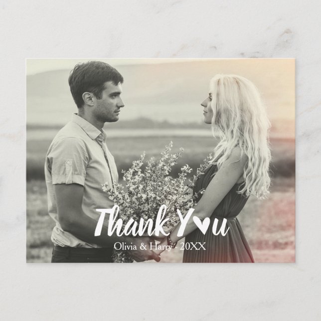 Carte postale Merci Mariage moderne | Script cardi (Devant)