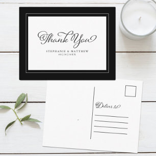Carte Postale Merci Mariage Noir Blanc moderne Calligraphie