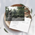 Carte Postale Merci Mariage photo à la main chic<br><div class="desc">Elégant et élégant merci carte postale photo. Parfait pour les mariages,  anniversaires,  diplômes et autres événements. Pour une personnalisation plus avancée de cette conception,  cliquez sur le BOUTON OUTIL DESIGN BLEU.</div>
