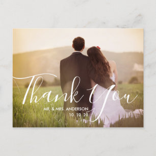 Carte Postale Merci Mariage photo à la main chic