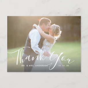 Carte Postale Merci Mariage photo à la main Chic Script