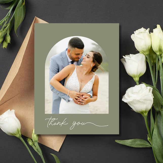 Carte Postale Merci Mariage photo Arch personnalisé (Custom Arch Photo Wedding Thank You Postcard)