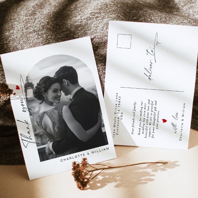 Carte Postale Merci Mariage photo minimaliste Arch (Créateur téléchargé)