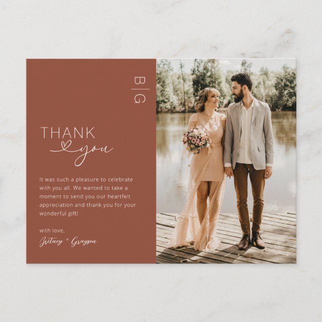 Carte postale Merci Mariage photo orange brûlé (Devant)