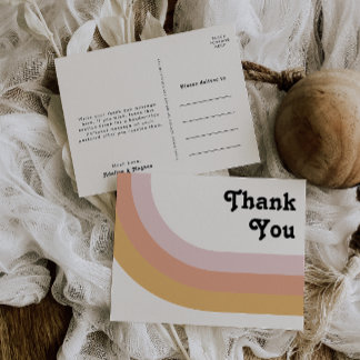 Carte Postale Merci Mariage Rainbow des années 70