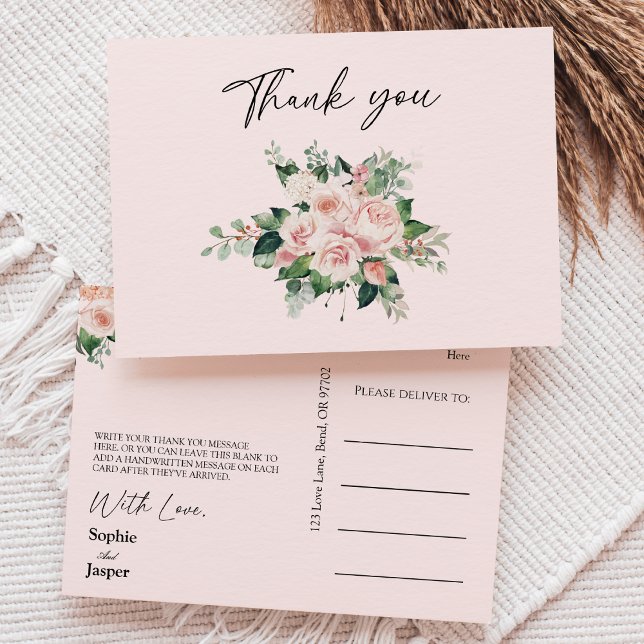 Carte postale Merci Mariage rose flou (Créateur téléchargé)