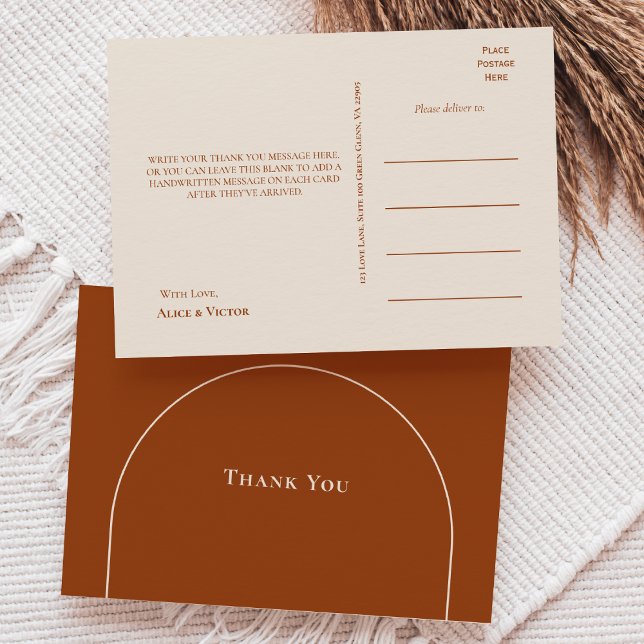 Carte Postale Merci Mariage simple Boho Arch Terracotta (Créateur téléchargé)
