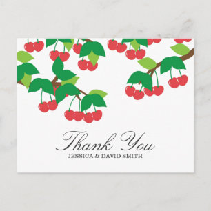 Carte Postale Merci Mariage simple de cerises douces