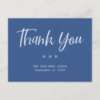 Merci Mariage simple de Coeurs Bleus et Blancs