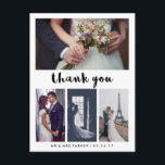 Carte Postale Merci Mariage simple et moderne | 4 Photo<br><div class="desc">Ces cartes postales de remerciement mariage simples mais élégantes présentent une typographie noire branchée sur un arrière - plan blanc,  avec une place pour quatre de vos photos mariages personnelles.</div>