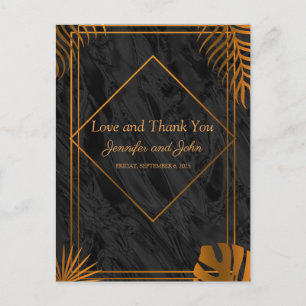 Carte Postale Merci Mariage Tropical Feuille d'or