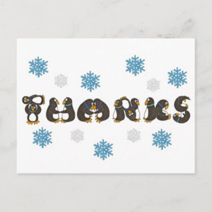 Carte Postale Merci Merci Penguin Winter Snowflake Holiday