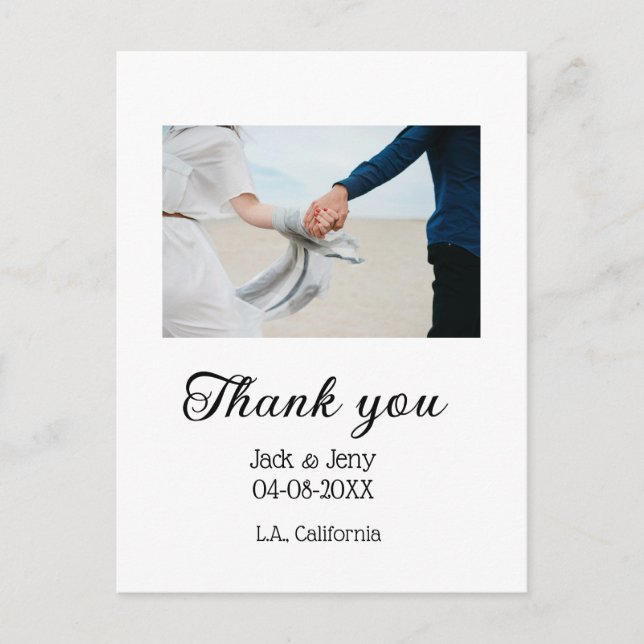 Carte Postale Merci message de nom de couple de mariage simple m (Devant)