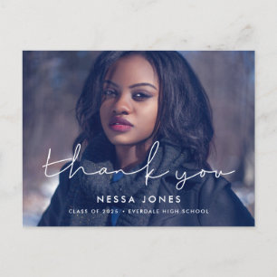Carte Postale Merci minimaliste de graduation manuscrite photo