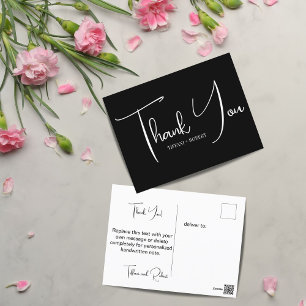 Carte Postale Merci minimaliste en Mariage noir et blanc