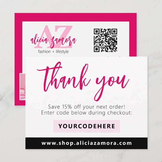 Carte Postale Merci Modern Magenta Boutique Flyer 4 photos (Devant / Derrière)