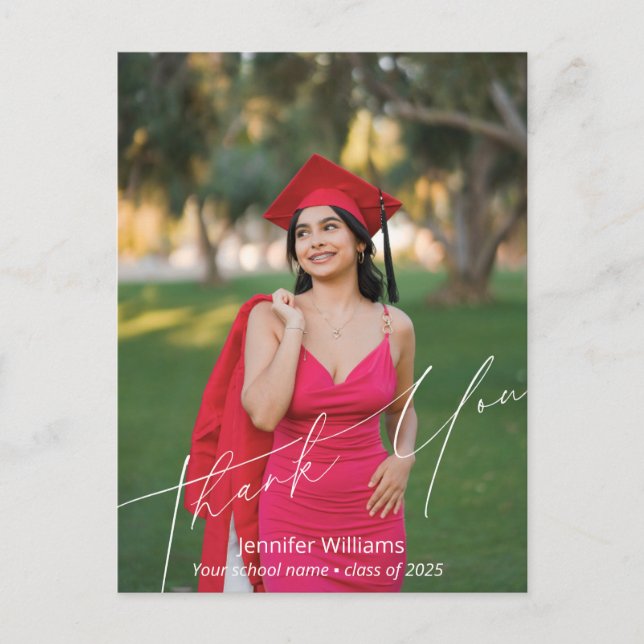 Carte Postale merci moderne chic script photo graduation (Devant)