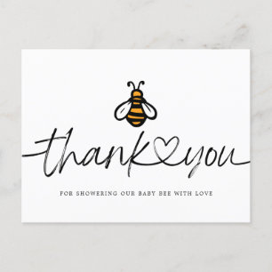 Carte Postale Merci moderne de Baby shower d'abeilles au miel