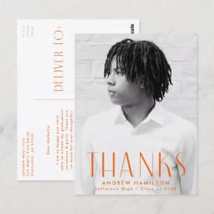 Carte Postale Merci moderne Orange Photo Graduation