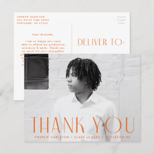 Carte Postale Merci moderne Orange Photo Graduation