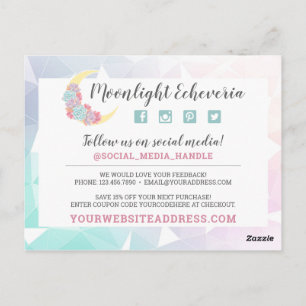 Carte Postale Merci Moon & Succulent Pastel Mystic Boho Chic