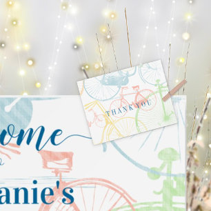 Carte Postale Merci Motif de vélo Vintage rétro coloré