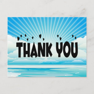 Carte Postale Merci nautique Ocean Sunrise Bleu & Blanc