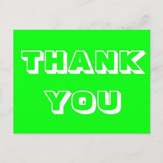 Carte Postale Merci néon vert blanc moderne audacieuse typograph (Devant)