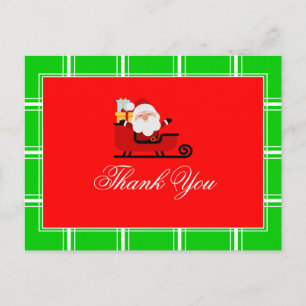 Carte Postale Merci Noël Père Noël Rouge & Vert