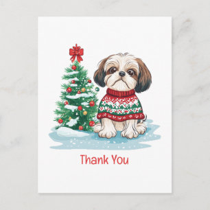 Carte Postale Merci Noël Shih Tzu Chien