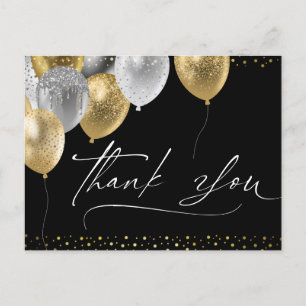 Carte postale Merci noir et or élégant
