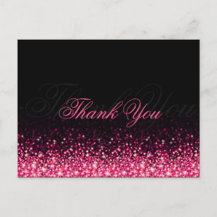 Carte postale Merci noir Parties scintillant rose 
