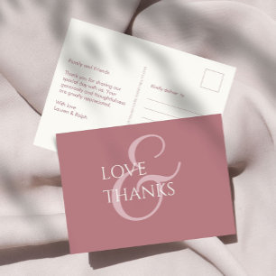 Carte Postale Merci non photo rose et ivoire poussiéreux