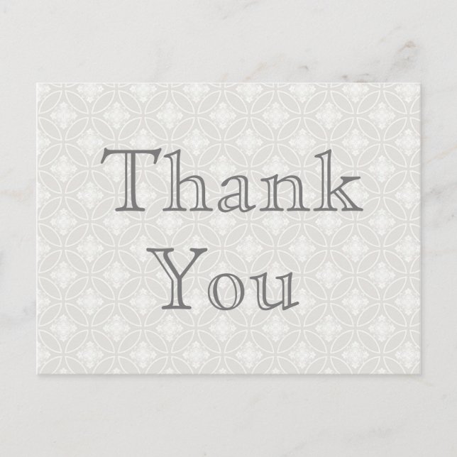 Carte Postale Merci Note Argent et Blanc (Devant)