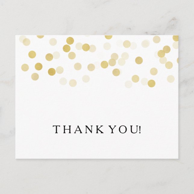 Carte Postale Merci Note Faux Gold Foil Parties scintillant (Devant)