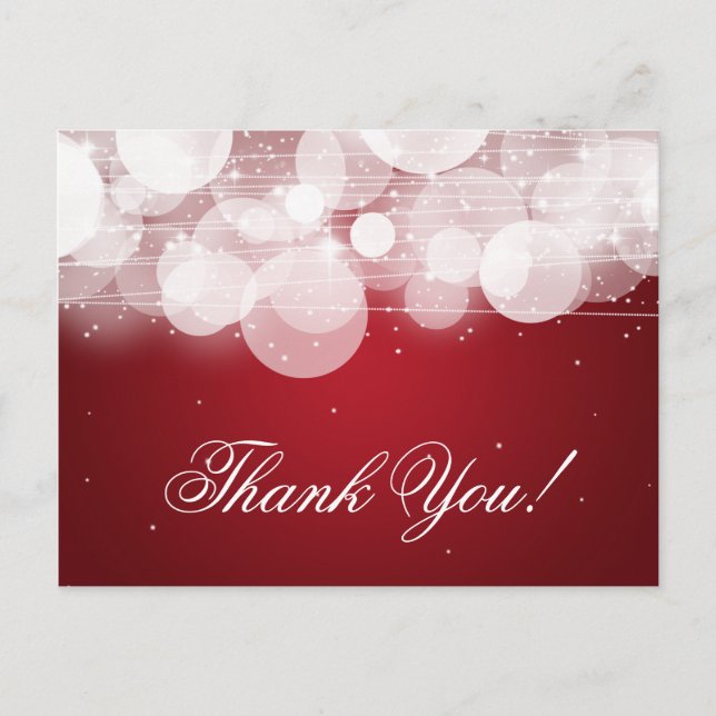 Carte Postale Merci Note Glow & Sparkle Red (Devant)